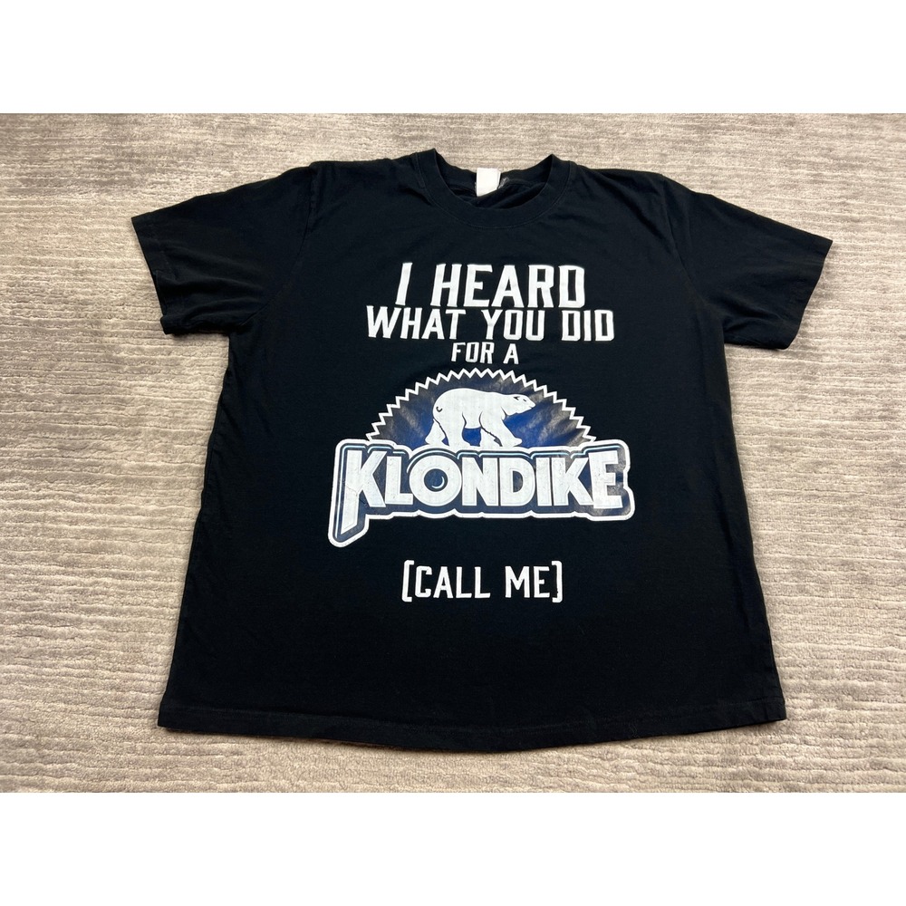 Fashion T-Shirt Mens XL Black Klondike Bar Parody Graphic Funny Short Sleeve Tee